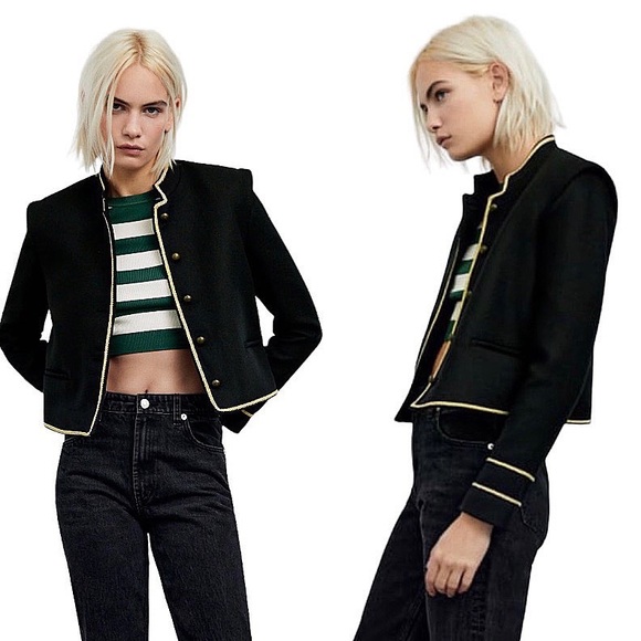 ZARA | Cropped Jacket With Gold Details - Picture 1 of 9